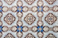 Traditional ornate Portuguese decorative color tiles azulejos in brown and blue hue