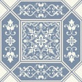 Traditional ornate portuguese decorative tiles azulejos. Vintage pattern.