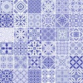 Traditional ornate portuguese decorative tiles azulejos. Vintage pattern in blue theme. Abstract background. Vector hand Royalty Free Stock Photo