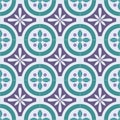 Traditional ornate portuguese oriental tiles azulejos seamless pattern. Vector illustration. Royalty Free Stock Photo