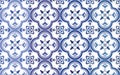 Traditional ornate portuguese tiles azulejos. Vector illustration. 4 color variations in blue. Royalty Free Stock Photo