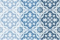 Traditional ornate portuguese tiles azulejos. Vector illustration. 4 color variations in blue. Royalty Free Stock Photo