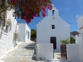 Traditional orthodox white church to Chora to Amorgos in Greece.