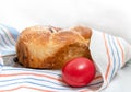 Orthodox Easter celebration with red egg and Easter cake Royalty Free Stock Photo
