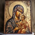 Traditional Orthodox icon of the Virgin Mary with the Child AI Royalty Free Stock Photo