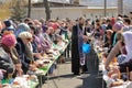 Traditional orthodox paschal ritual - priest blessing easter egg