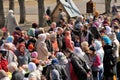 Traditional orthodox paschal ritual - priest blessing people, ea