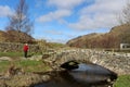 Traditional packhorse bridge, Watendlath, Cumbria Royalty Free Stock Photo