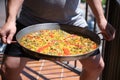 Traditional paella from Alicante Valencia, Spain: Lean meat and vegetables paella