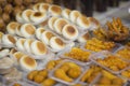 Traditional pan-fried Chinese buns, At the street food stand in the city of Chengdu Royalty Free Stock Photo