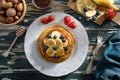 Traditional pancakes blueberry and banana Royalty Free Stock Photo