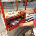 Traditional pancong cake from Java, Indonesia, which is made from rice flour, coconut milk, sugar