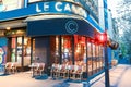 The traditional Parisian cafe Le Canon at night , France.