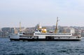 Traditional Passenger Ferry aka Vapur arriving to Uskudar Pier in Istanbul