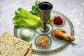 Traditional Passover bowl,Passover Seder Plate in Israel. Image for Jewish holiday Passover Pesach or Pesah