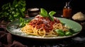 Traditional pasta spaghetti bolognese in plate