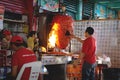 Traditional pastor meat preparation on a skewer in a Mexican restaurant, Merida, Yucatan, Mexico