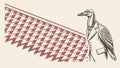 Traditional Pattern with Stylized Bird and Border Vector Generative AI Royalty Free Stock Photo