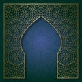 Traditional patterned background with golden arched frame