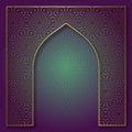 Traditional patterned background with golden arched frame