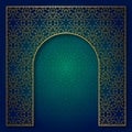 Traditional patterned background with golden arched frame