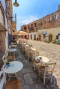 Traditional paved street in Areopolis town, Greece Royalty Free Stock Photo