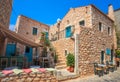 Traditional paved street in Areopolis town, Greece Royalty Free Stock Photo