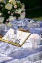 Traditional Persian wedding setting and book of Poetry for the ceremony Royalty Free Stock Photo