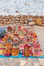 Textile products on sale in Chinchero street of Urubamba Province in Peru Royalty Free Stock Photo