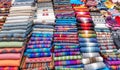 Textile products on sale in Chinchero street of Urubamba Province in Peru Royalty Free Stock Photo