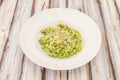 traditional pesto fusilli pasta recipe with pesto sauce, a classic Royalty Free Stock Photo