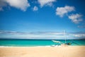 Traditional Philippine boat on sea coast Royalty Free Stock Photo