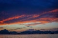 Traditional philippine boats in El Nido at sunset lights, Philippines Royalty Free Stock Photo