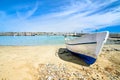 An abandoned wooden boat at the beach Royalty Free Stock Photo