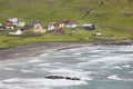 Traditional picturesque faroese coastline village in Sandoy island