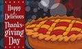 Traditional Pie for American Thanksgiving Day with Bokeh Effect, Vector Illustration