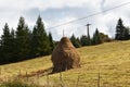 Traditional pile of hay in Romania. Royalty Free Stock Photo