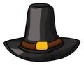 Traditional Pilgrim Hat with Band and Buckle in Cartoon Style, Vector Illustration