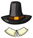 Traditional Pilgrim`s Costume with Hat and Collar, Vector Illustration