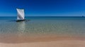 Traditional pirogue on seashore at Nosy Ve island, Anakao, Madagascar Royalty Free Stock Photo