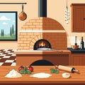 traditional pizza oven in a rustic kitchen Royalty Free Stock Photo