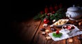 Traditional Polish Christmas Eve borscht with dumplings