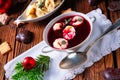 A traditional Polish Christmas Eve borscht with dumplings Royalty Free Stock Photo