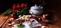 Traditional Polish Christmas Eve borscht with dumplings Royalty Free Stock Photo