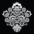 Traditional Polish folk art pattern on black - wzory lowickie, wycinanki Royalty Free Stock Photo