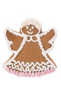 Handmade Christmas gingerbread angel isolated on a white background Royalty Free Stock Photo