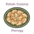 Traditional polish pierogi. Dumplings, filled with mashed potatoes