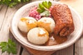 Traditional Polish, Silesian dish. Meat roulade with potato dump Royalty Free Stock Photo