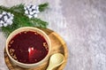 Traditional Polish soup made of red beetroot - red borsch Royalty Free Stock Photo