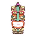 Traditional polynesian tiki idol. Illustration of tribal tiki mask. Design element for decorations. Royalty Free Stock Photo